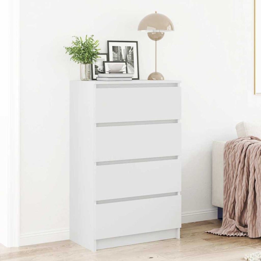 Kommode 60×35×98,5 cm / oppbevaringskommode med 4 skuffer / skuffeoppbevaring – Hvit