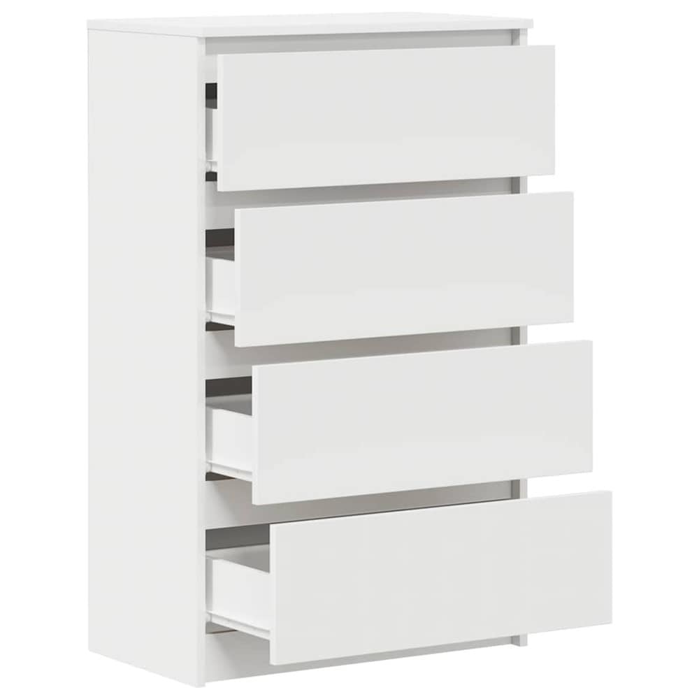 Kommode 60×35×98,5 cm / oppbevaringskommode med 4 skuffer / skuffeoppbevaring – Hvit