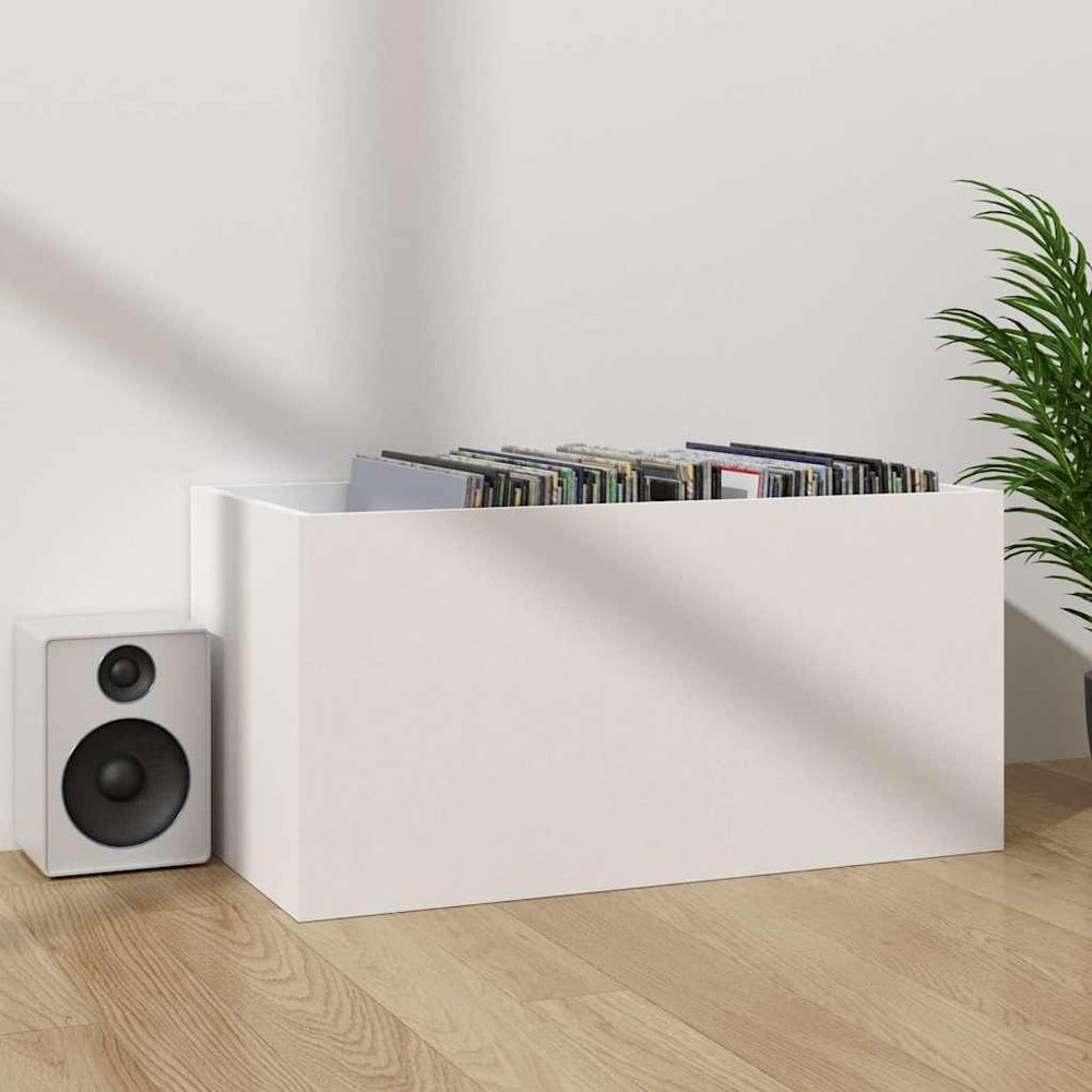 Vinylhylle 71×34×36 cm / hylle med 2 rom for LP-plater / plateoppbevaring – Hvit