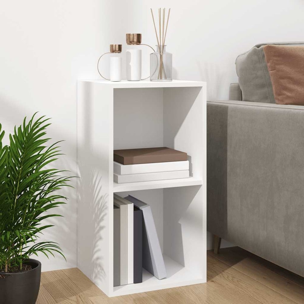 Vinylhylle 71×34×36 cm / hylle med 2 rom for LP-plater / plateoppbevaring – Hvit