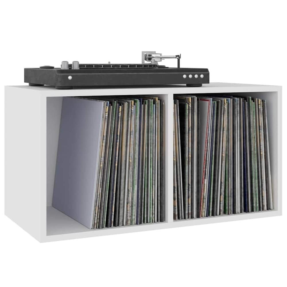 Vinylhylle 71×34×36 cm / hylle med 2 rom for LP-plater / plateoppbevaring – Hvit