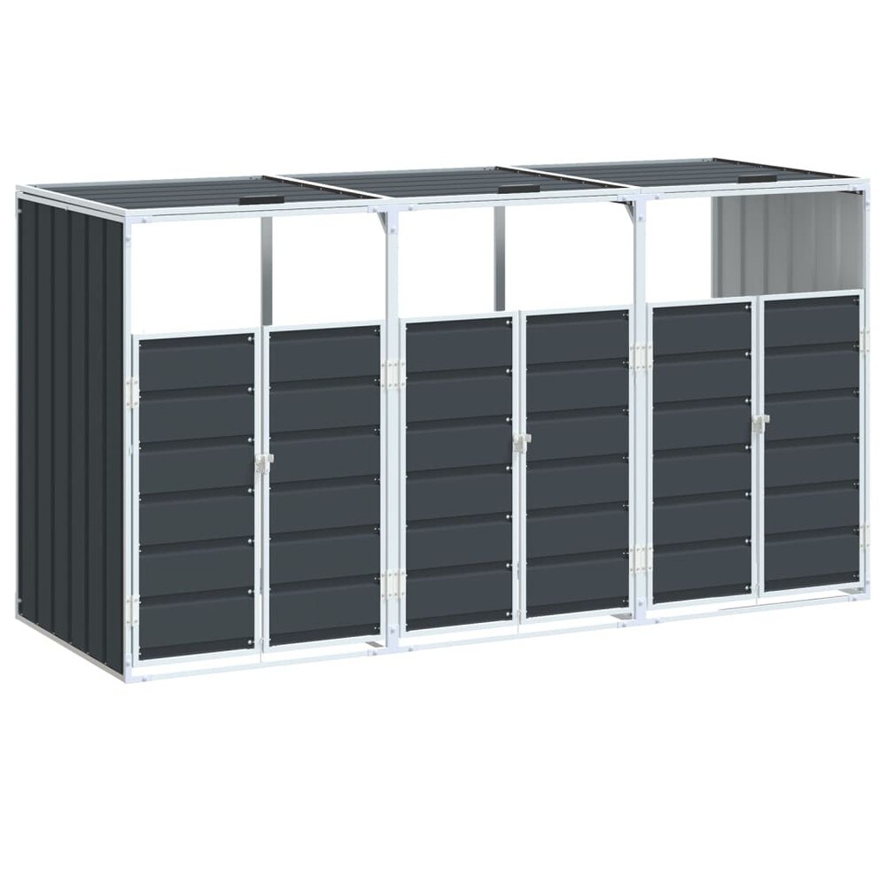 Søppelkasseskjul for 3 beholdere 216×81×115 cm / oppbevaring / beskyttelse for 240 L beholdere