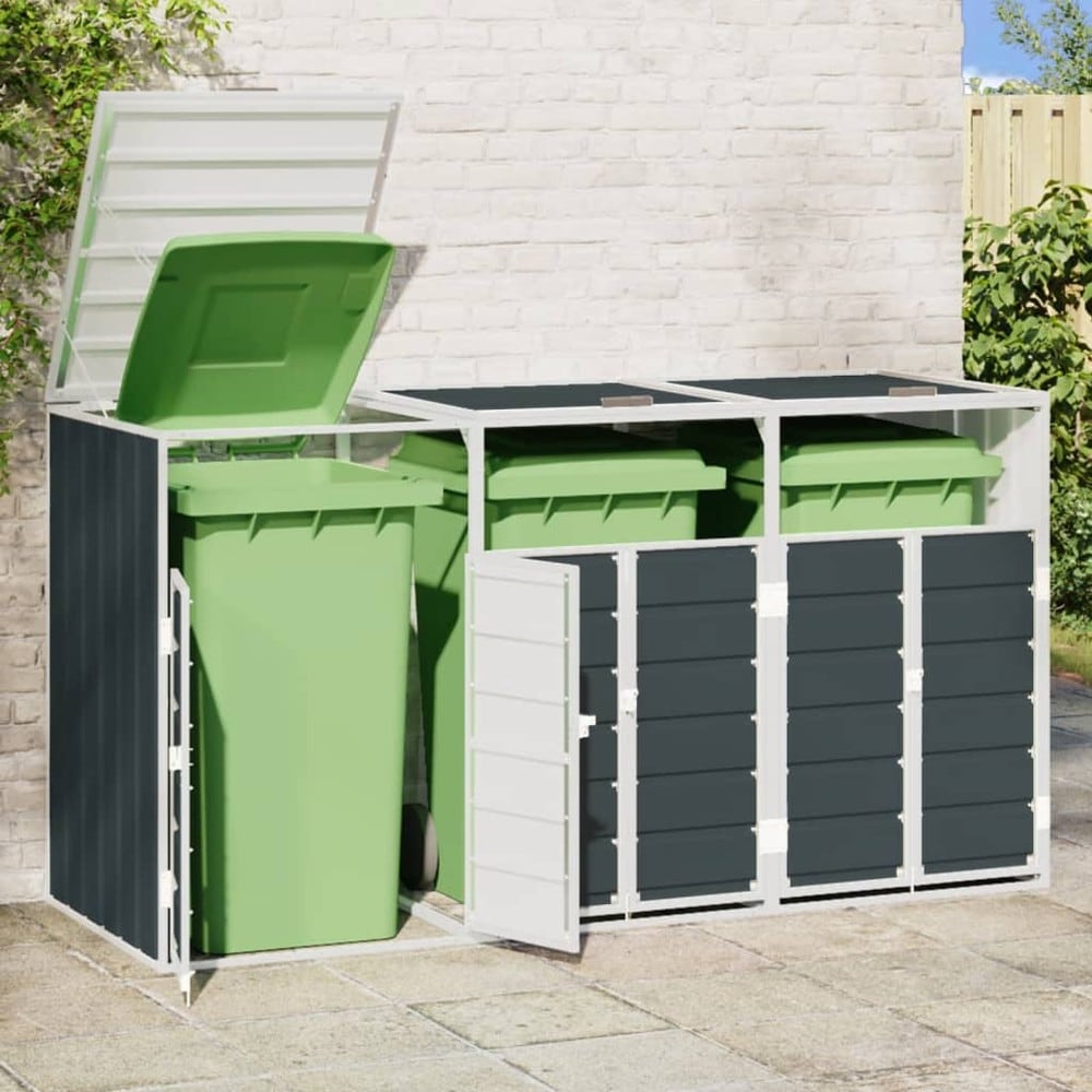 Søppelkasseskjul for 3 beholdere 216×81×115 cm / oppbevaring / beskyttelse for 240 L beholdere