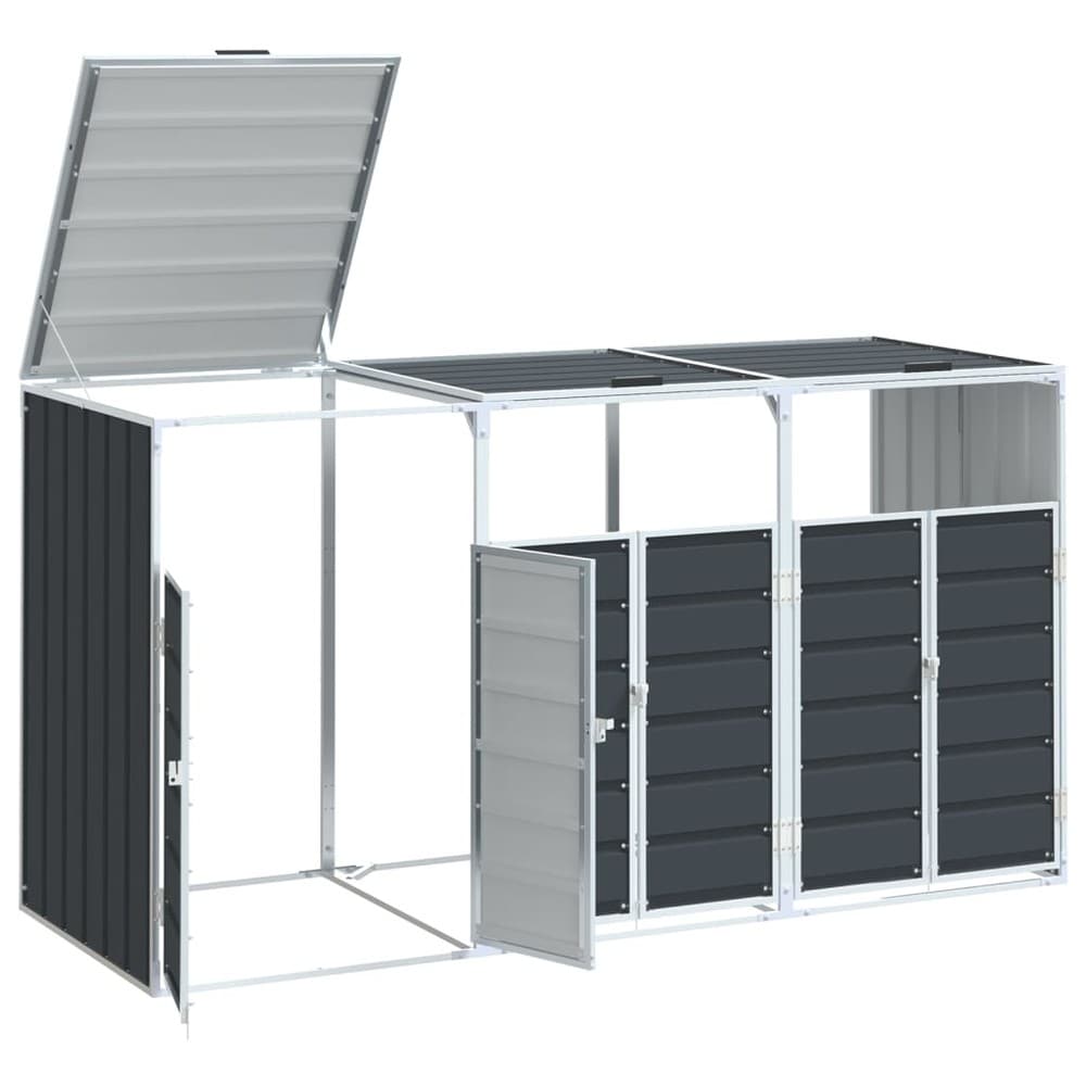 Søppelkasseskjul for 3 beholdere 216×81×115 cm / oppbevaring / beskyttelse for 240 L beholdere