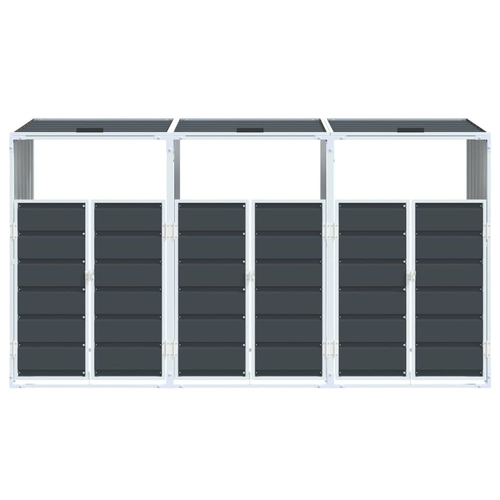Søppelkasseskjul for 3 beholdere 216×81×115 cm / oppbevaring / beskyttelse for 240 L beholdere