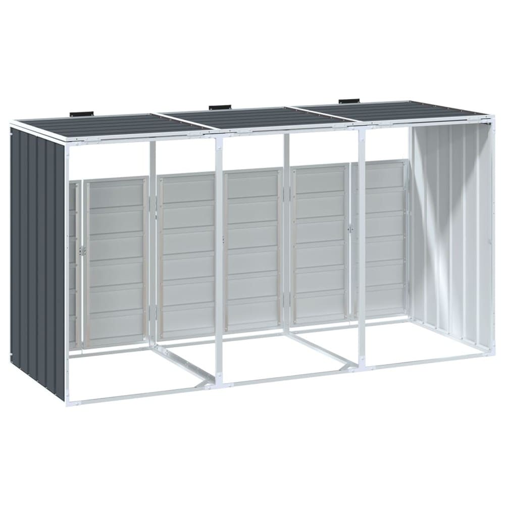 Søppelkasseskjul for 3 beholdere 216×81×115 cm / oppbevaring / beskyttelse for 240 L beholdere