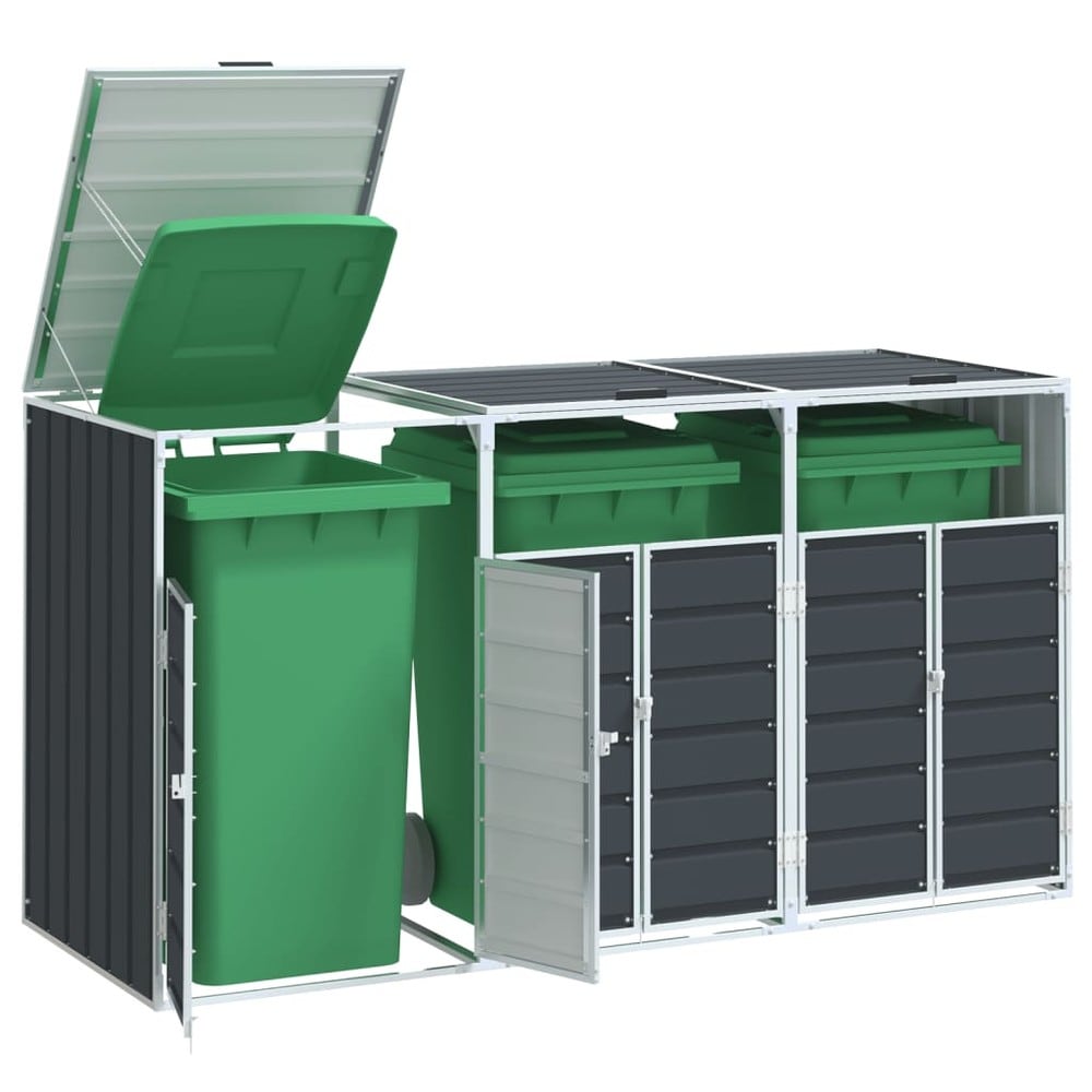 Søppelkasseskjul for 3 beholdere 216×81×115 cm / oppbevaring / beskyttelse for 240 L beholdere