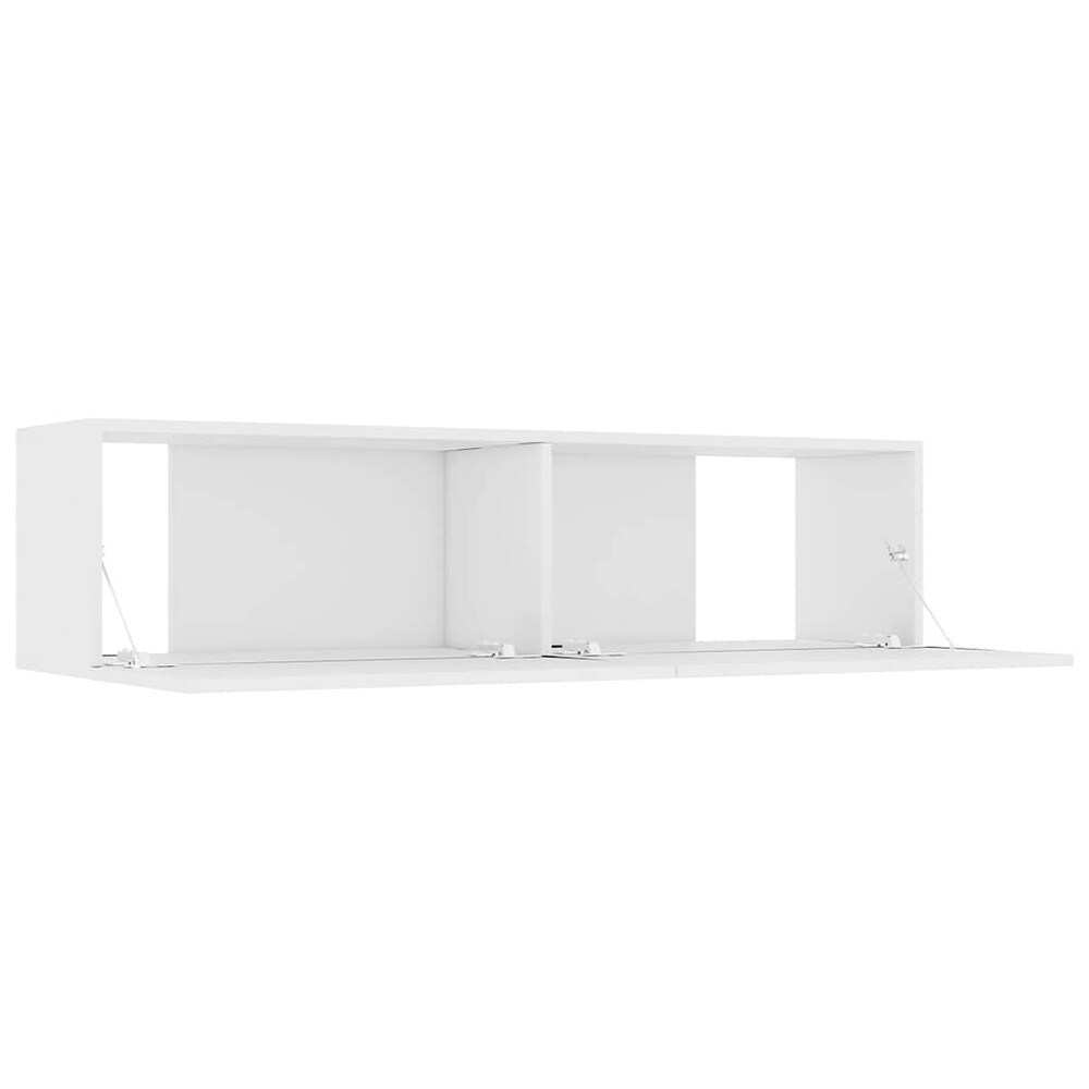 Vegghengt TV-benk 120×30×30 cm / TV-møbel med 2 nedfellbare luker / mediebenk – Hvit