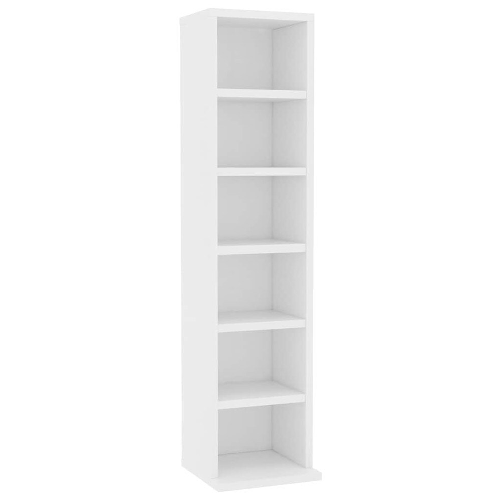 CD-hylle 21×20×88 cm / mediehylle med 6 åpne rom / oppbevaring for CD-plater – Hvit