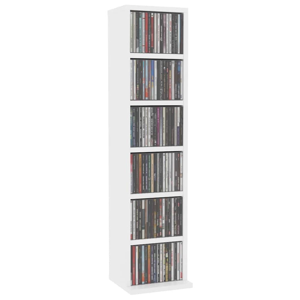 CD-hylle 21×20×88 cm / mediehylle med 6 åpne rom / oppbevaring for CD-plater – Hvit
