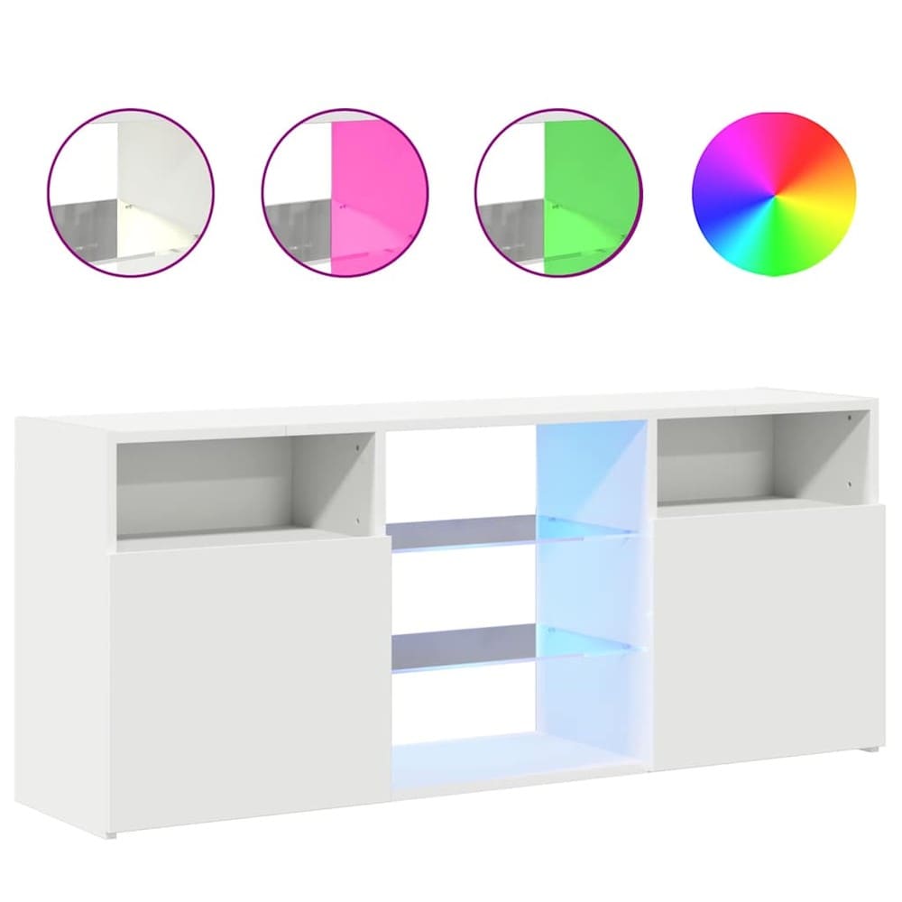 TV-benk 120×30×50 cm / TV-møbel med RGB LED-belysning / mediebenk – Hvit