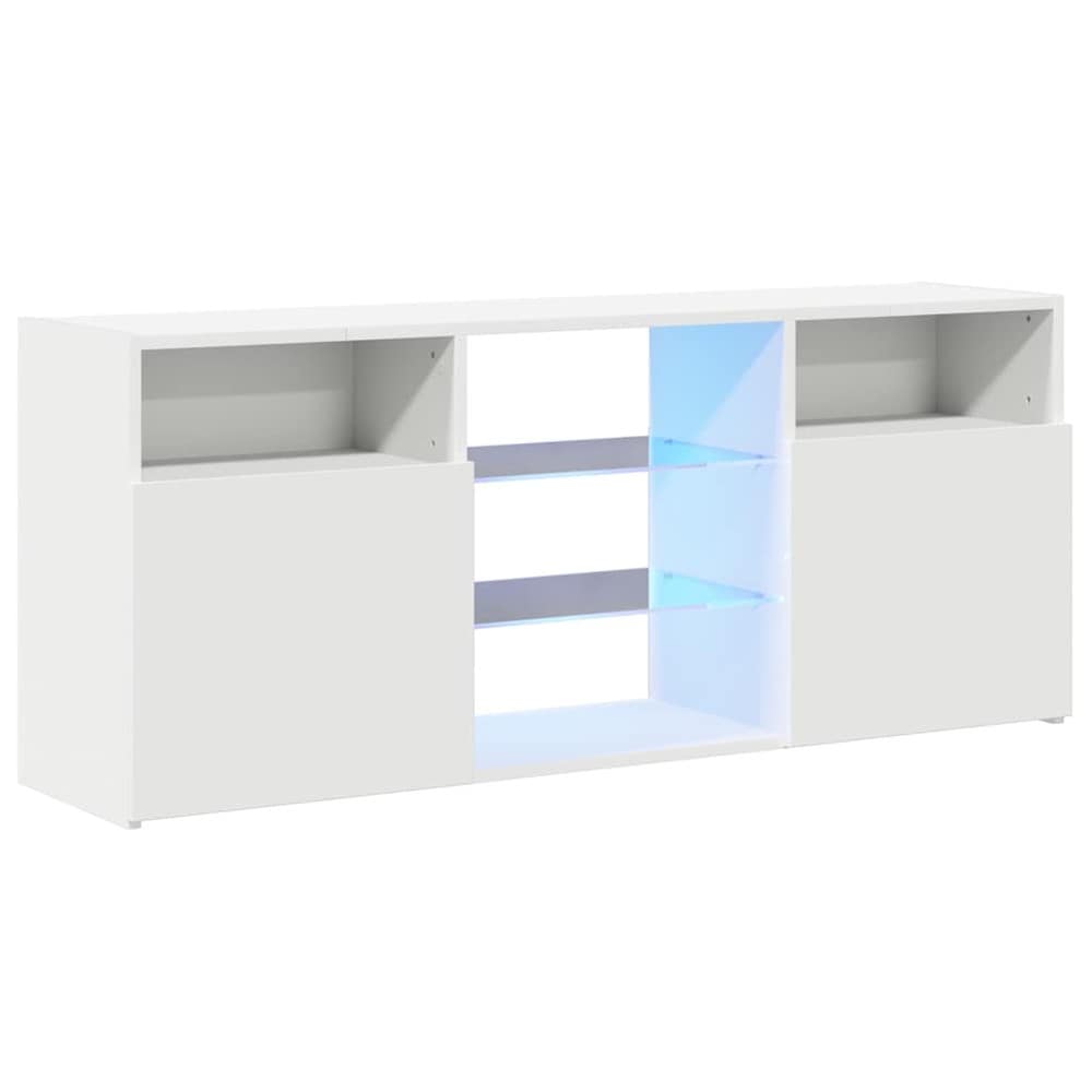 TV-benk 120×30×50 cm / TV-møbel med RGB LED-belysning / mediebenk – Hvit