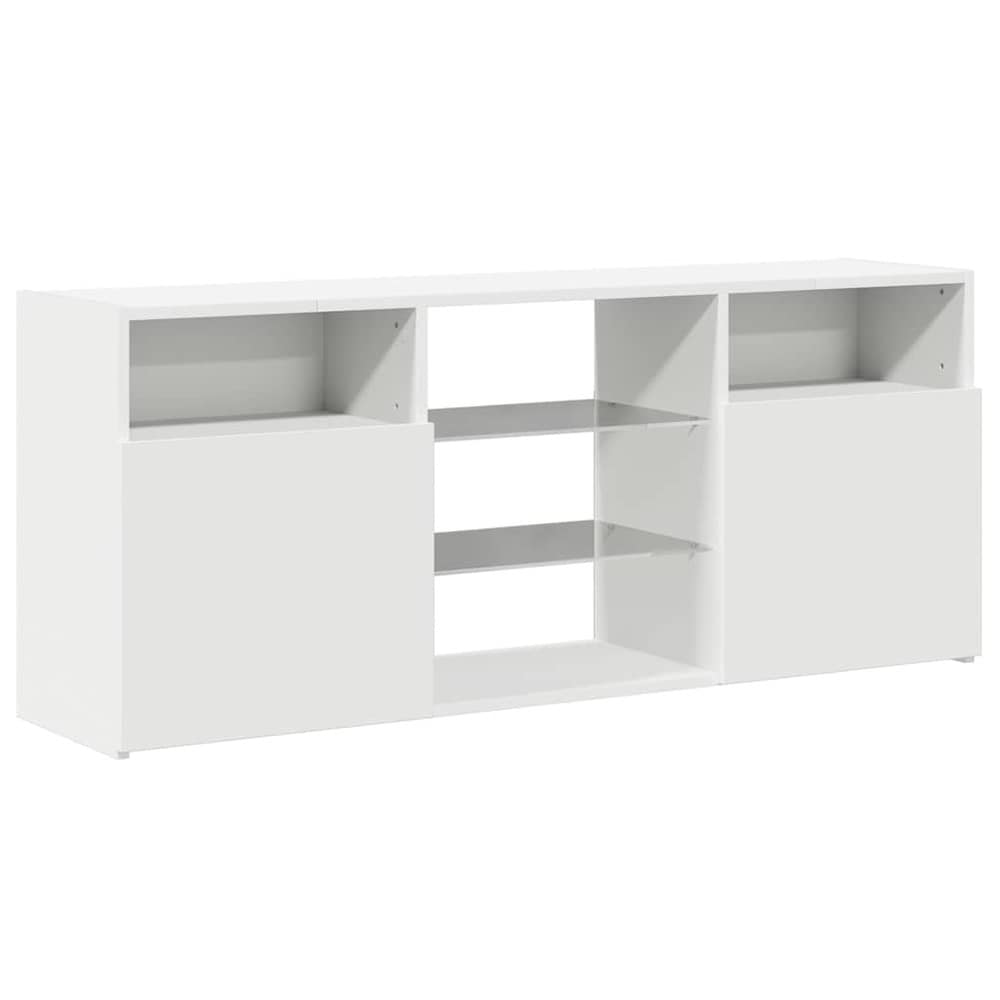 TV-benk 120×30×50 cm / TV-møbel med RGB LED-belysning / mediebenk – Hvit