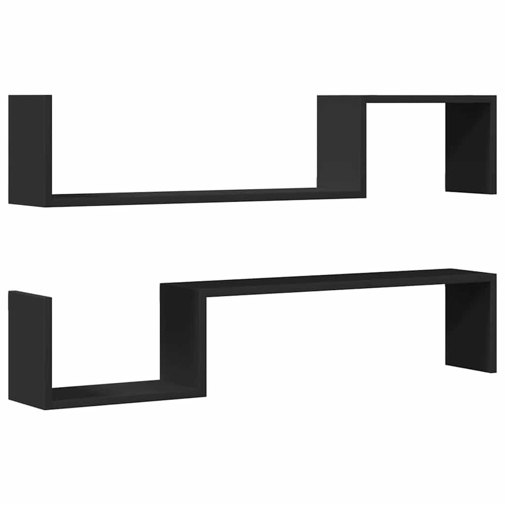2 stk vegghyller 100×15×20 cm / vegghengte hyller med skjult montering – Svart