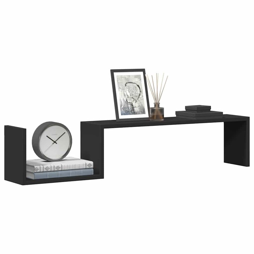 2 stk vegghyller 100×15×20 cm / vegghengte hyller med skjult montering – Svart