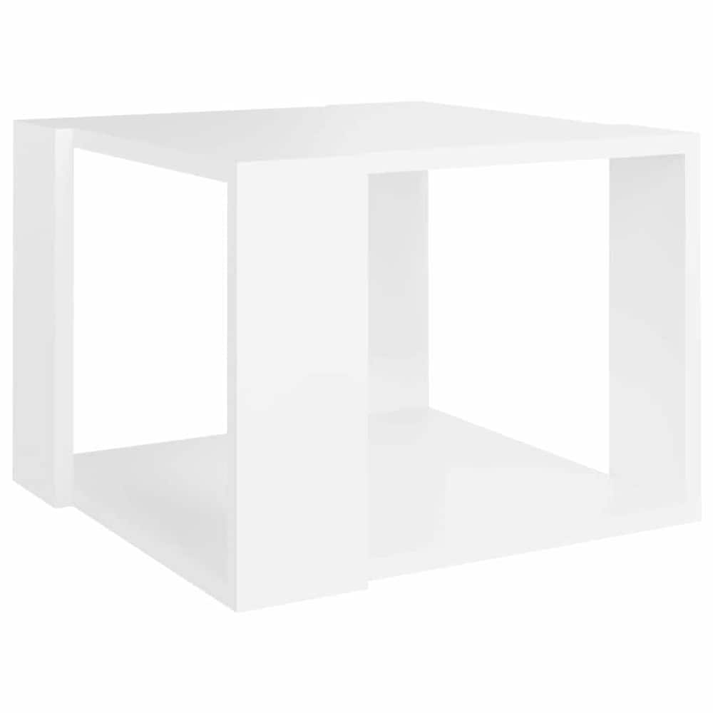Salongbord 40×40×30 cm / stuebord med åpen oppbevaring / lite sidebord – Hvit