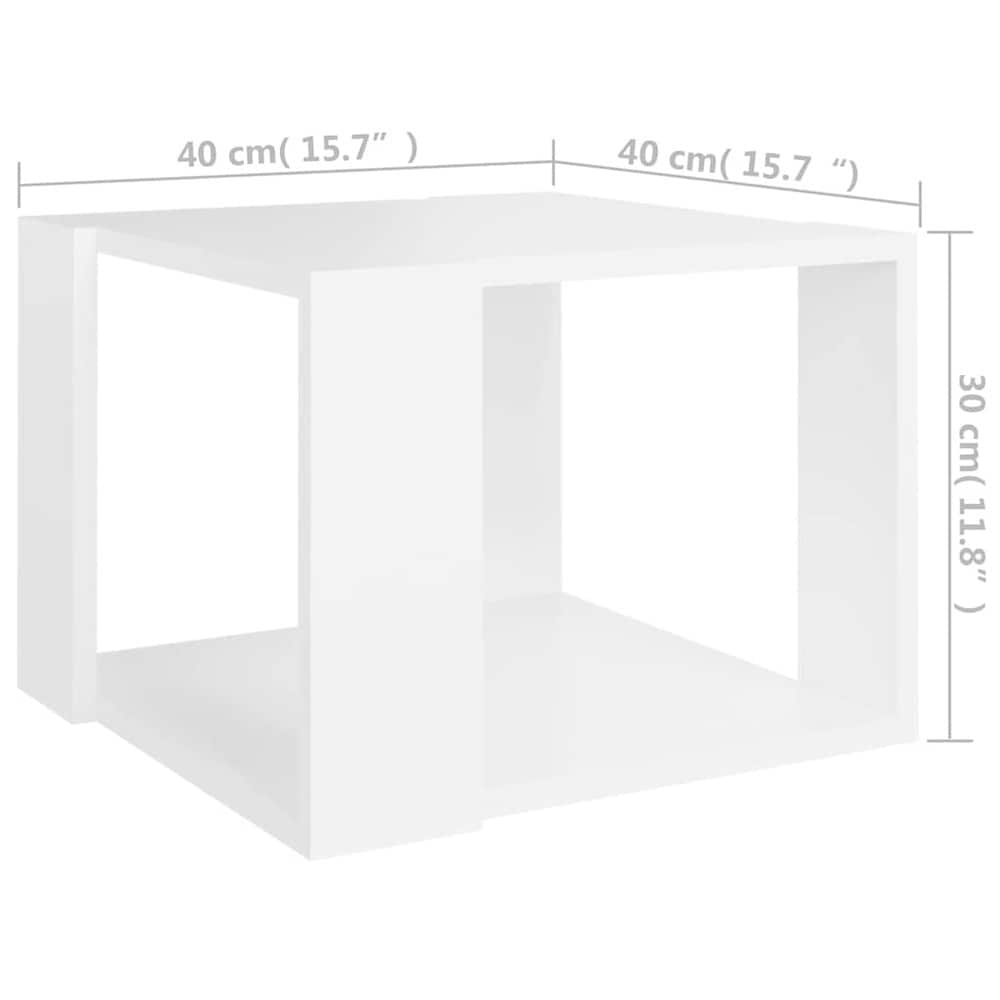 Salongbord 40×40×30 cm / stuebord med åpen oppbevaring / lite sidebord – Hvit