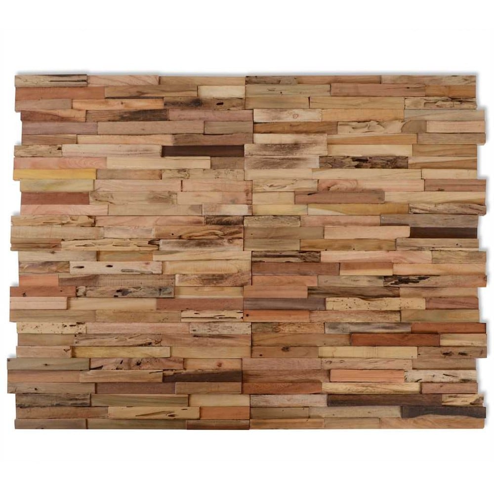 10 stk veggpaneler 1,03 m² / veggbekledning i gjenvunnet teak / dekorpaneler i tre – Natur