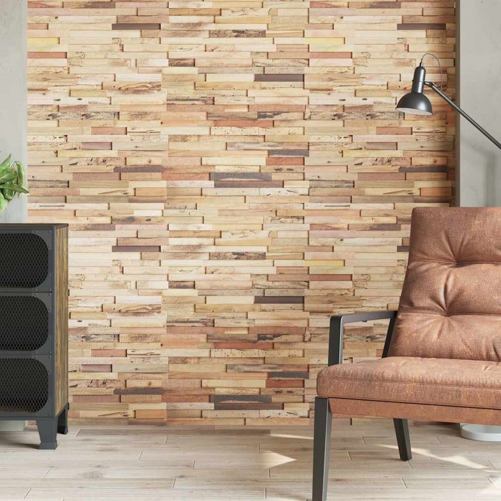10 stk veggpaneler 1,03 m² / veggbekledning i gjenvunnet teak / dekorpaneler i tre – Natur