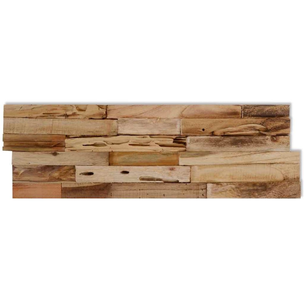 10 stk veggpaneler 1,03 m² / veggbekledning i gjenvunnet teak / dekorpaneler i tre – Natur