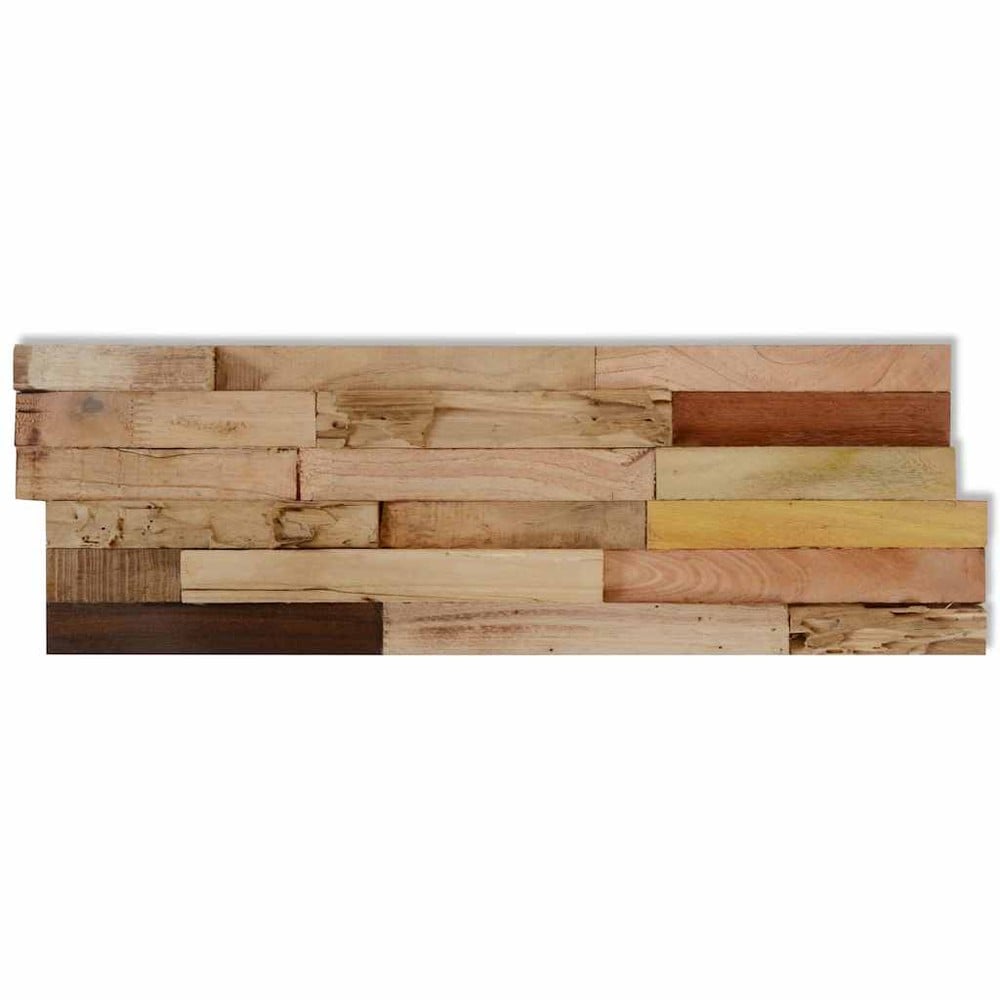 10 stk veggpaneler 1,03 m² / veggbekledning i gjenvunnet teak / dekorpaneler i tre – Natur