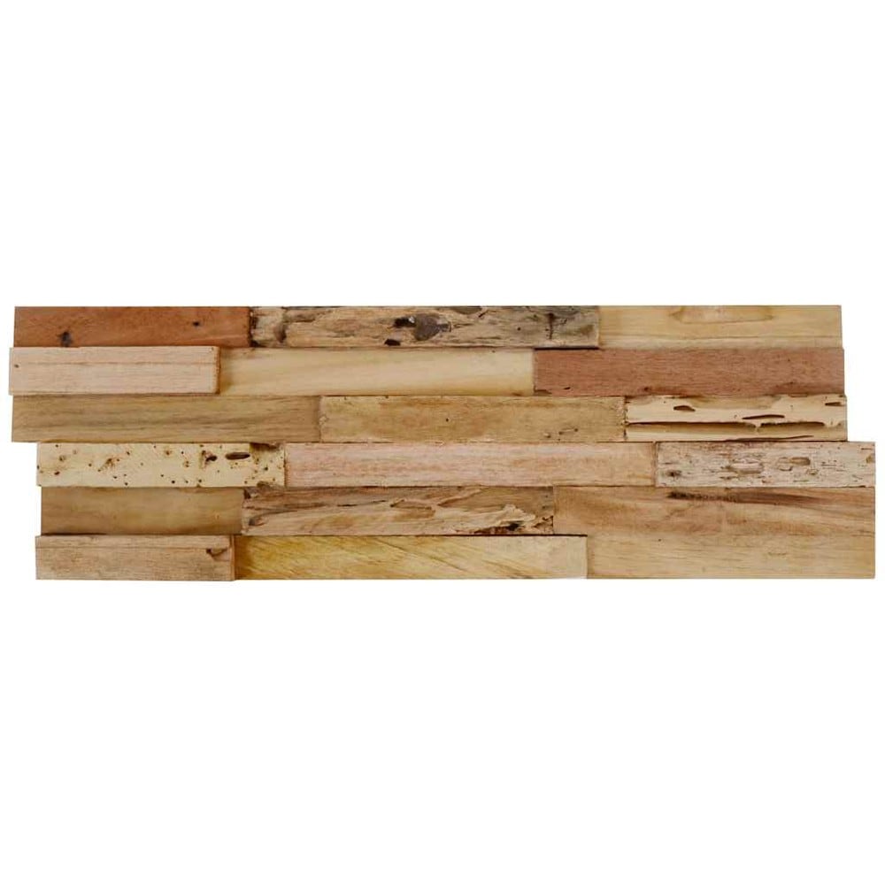 10 stk veggpaneler 1,03 m² / veggbekledning i gjenvunnet teak / dekorpaneler i tre – Natur