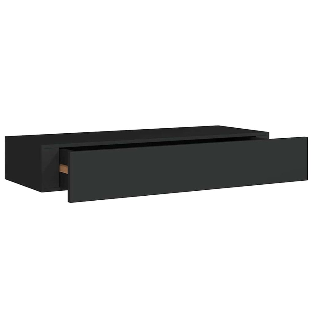 2 stk vegghyller med skuff 60×23,5×10 cm / vegghengte skuffer – Svart
