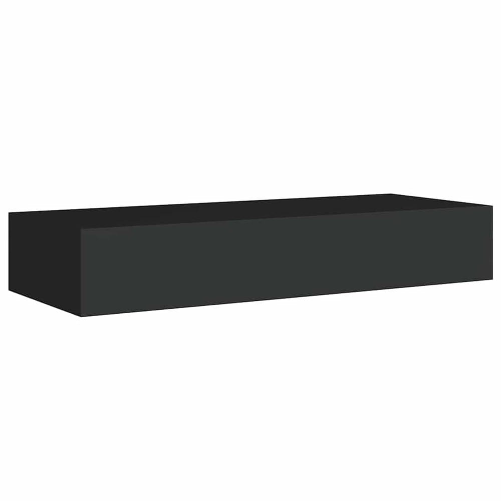 2 stk vegghyller med skuff 60×23,5×10 cm / vegghengte skuffer – Svart