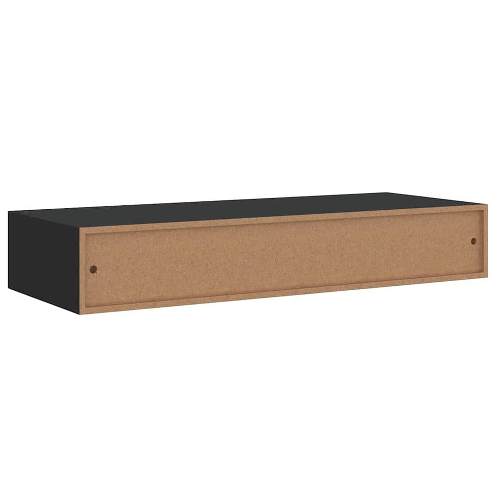 2 stk vegghyller med skuff 60×23,5×10 cm / vegghengte skuffer – Svart