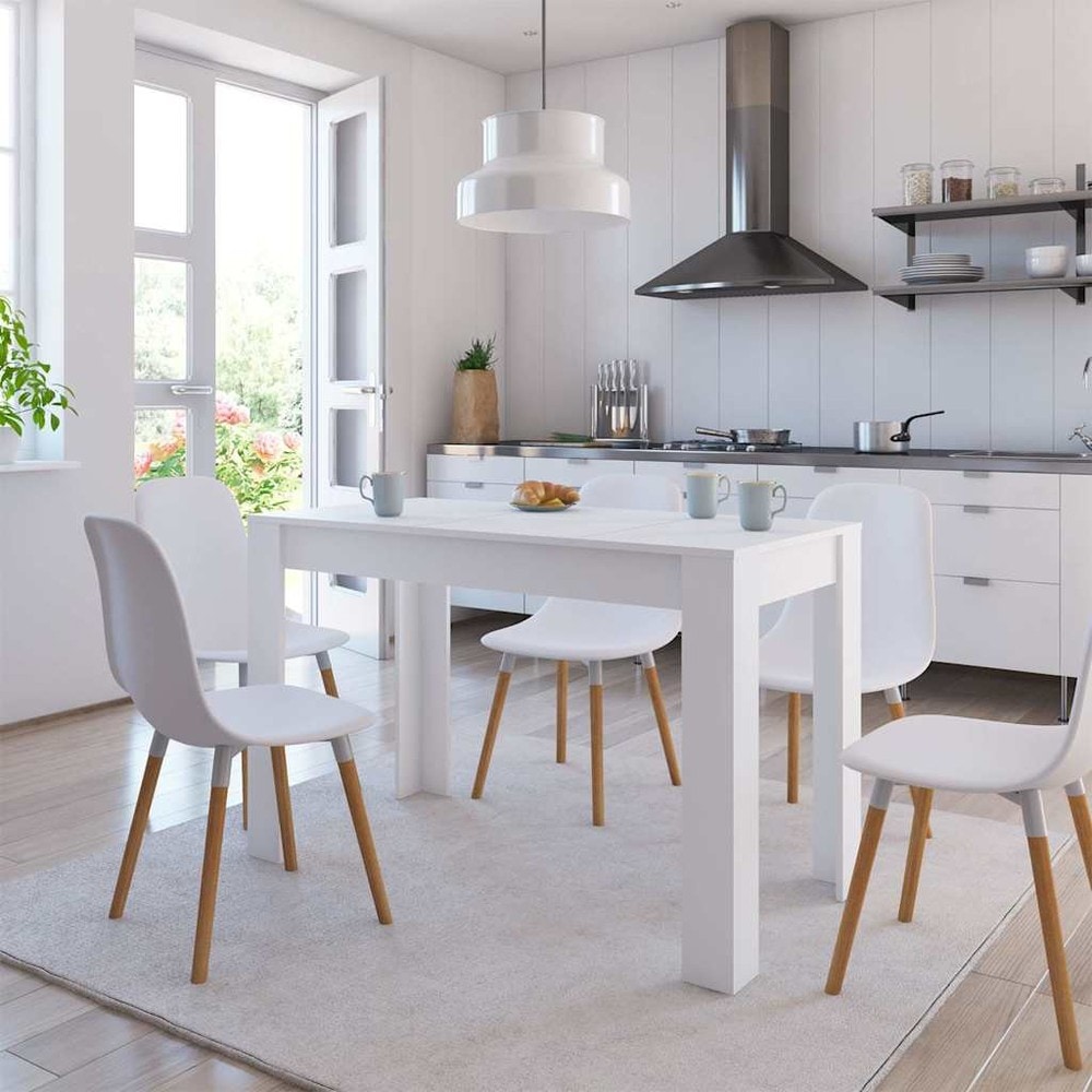 Spisebord 120×60×76 cm / kjøkkenbord / rektangulært spisebord – Hvit