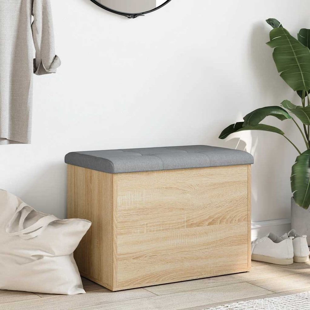Oppbevaringsbenk 62×42×45 cm / sittebenk med oppbevaring / benk med sittepute – Sonoma eik