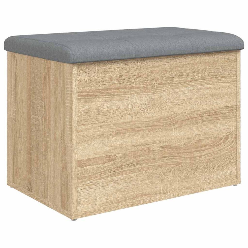 Oppbevaringsbenk 62×42×45 cm / sittebenk med oppbevaring / benk med sittepute – Sonoma eik
