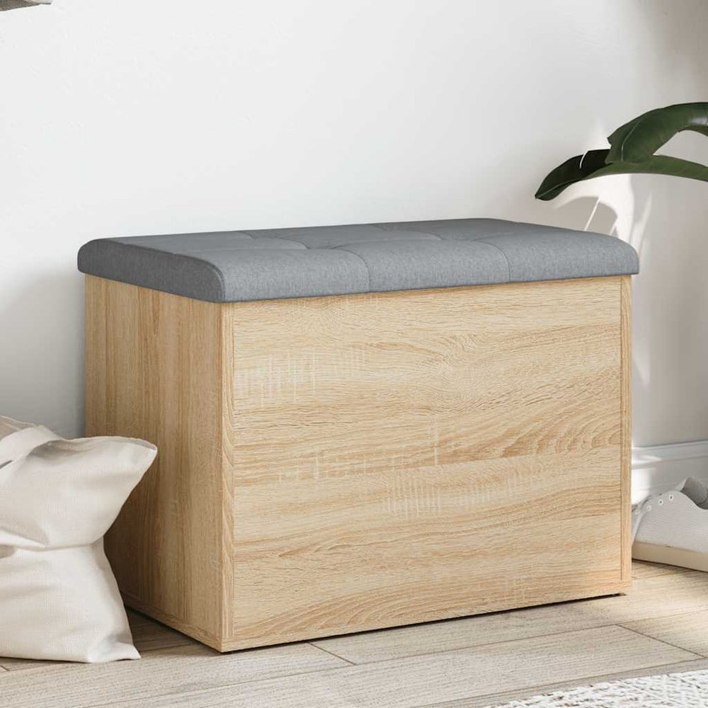 Oppbevaringsbenk 62×42×45 cm / sittebenk med oppbevaring / benk med sittepute – Sonoma eik