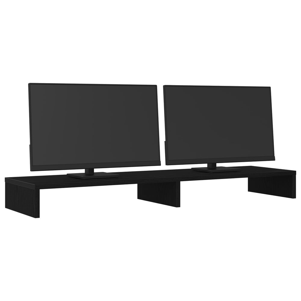 Skjermstativ 100×27×10 cm / monitorstativ for 2 skjermer / skjermhever med oppbevaring – Svart