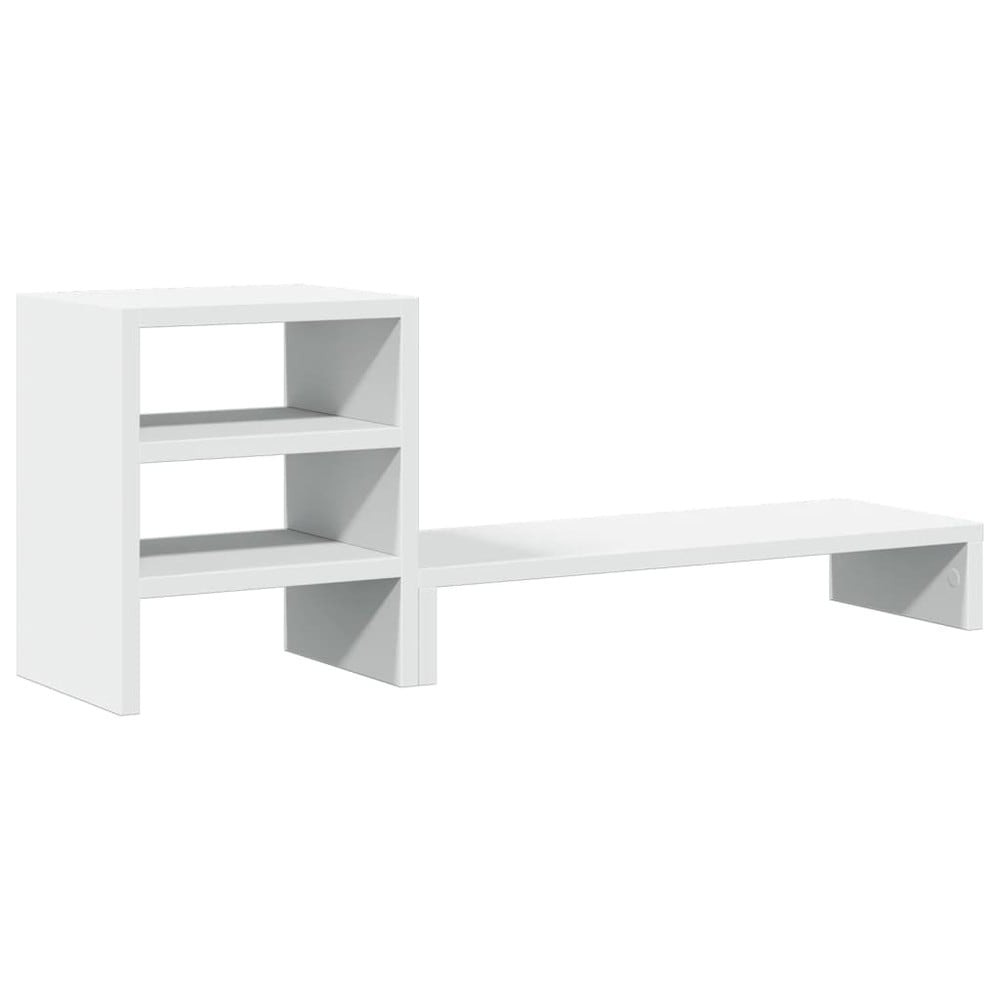 Skjermstativ 80×20×30 cm / monitorstativ med oppbevaring / skjermhever med hylle – Hvit