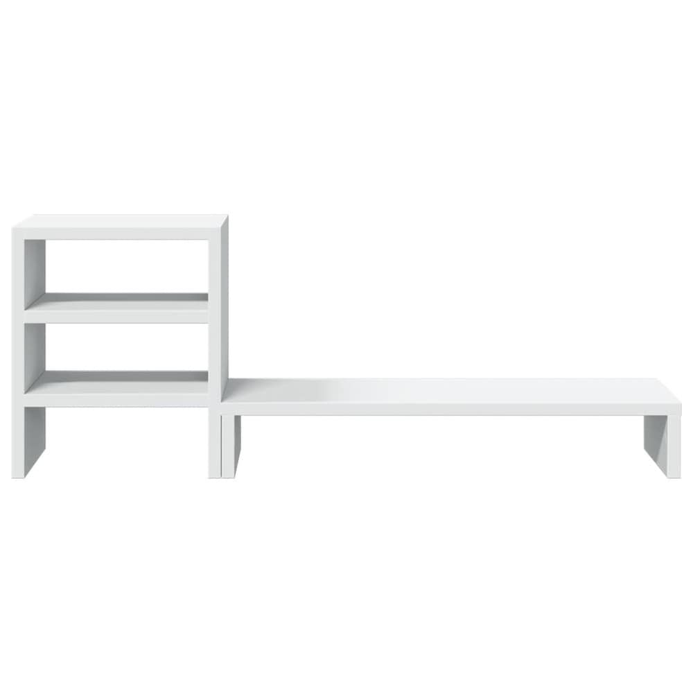 Skjermstativ 80×20×30 cm / monitorstativ med oppbevaring / skjermhever med hylle – Hvit