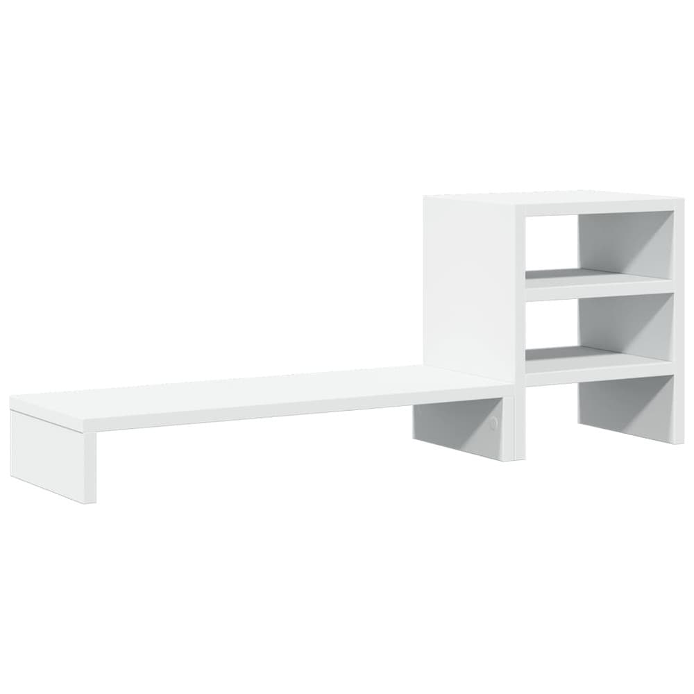 Skjermstativ 80×20×30 cm / monitorstativ med oppbevaring / skjermhever med hylle – Hvit