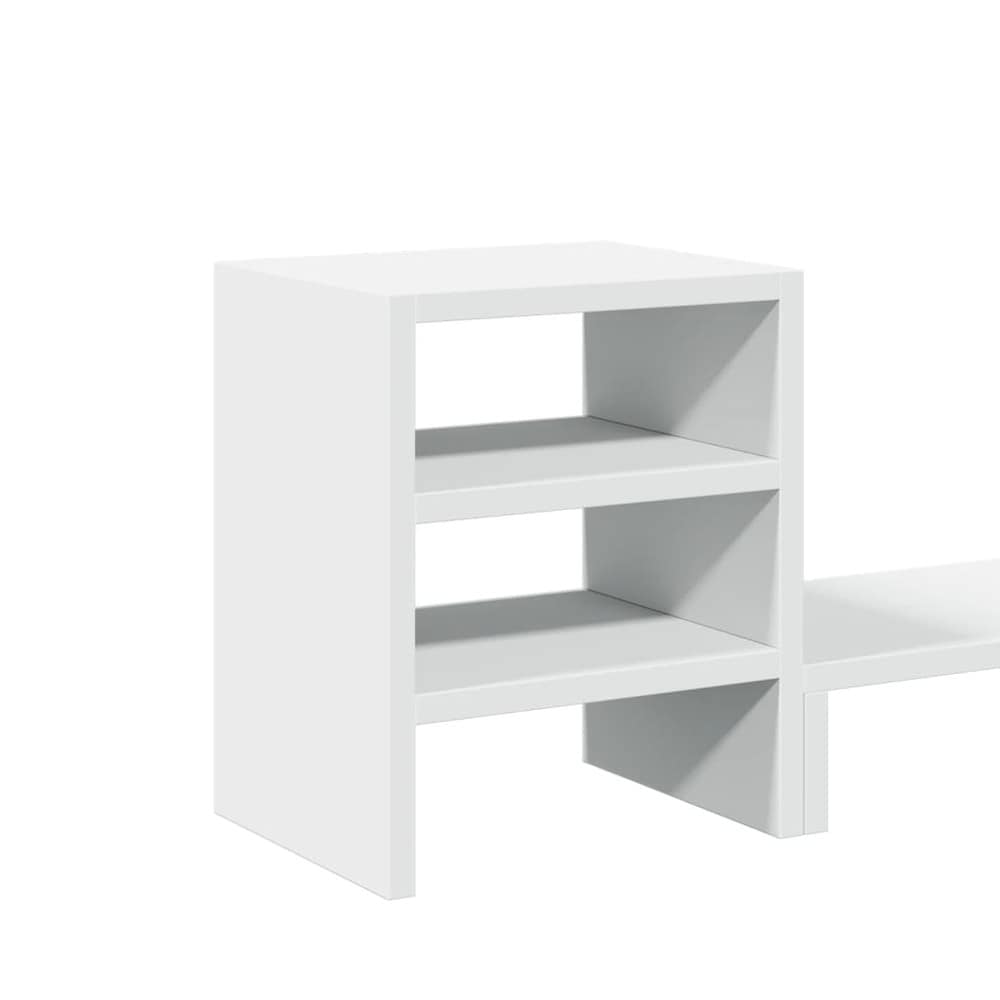 Skjermstativ 80×20×30 cm / monitorstativ med oppbevaring / skjermhever med hylle – Hvit