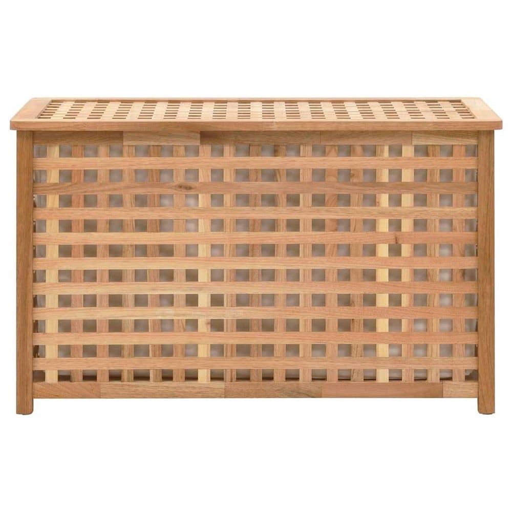 Skittentøyskurv 77,5×37,5×46,5 cm / oppbevaring for skittentøy i valnøtt / kiste med stoffpose – Natur