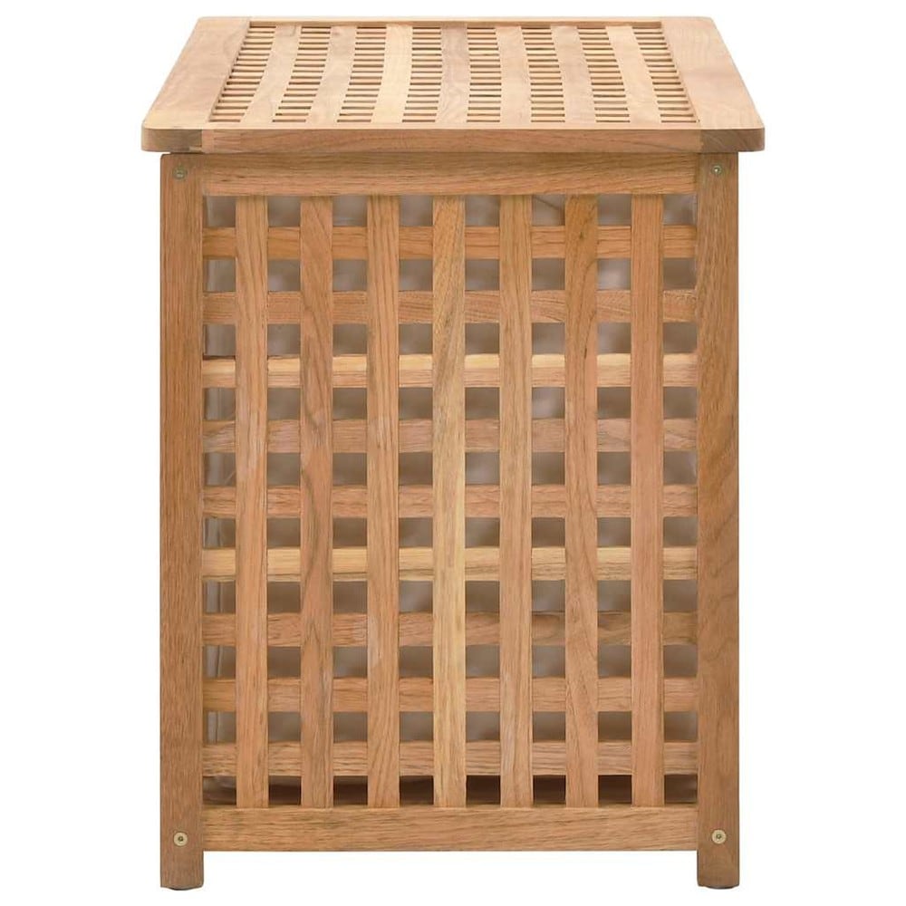 Skittentøyskurv 77,5×37,5×46,5 cm / oppbevaring for skittentøy i valnøtt / kiste med stoffpose – Natur