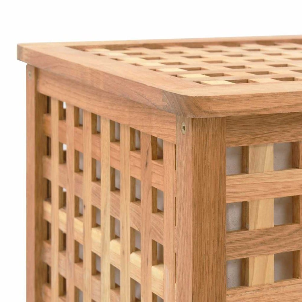 Skittentøyskurv 77,5×37,5×46,5 cm / oppbevaring for skittentøy i valnøtt / kiste med stoffpose – Natur