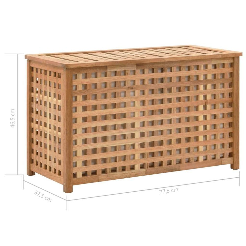 Skittentøyskurv 77,5×37,5×46,5 cm / oppbevaring for skittentøy i valnøtt / kiste med stoffpose – Natur