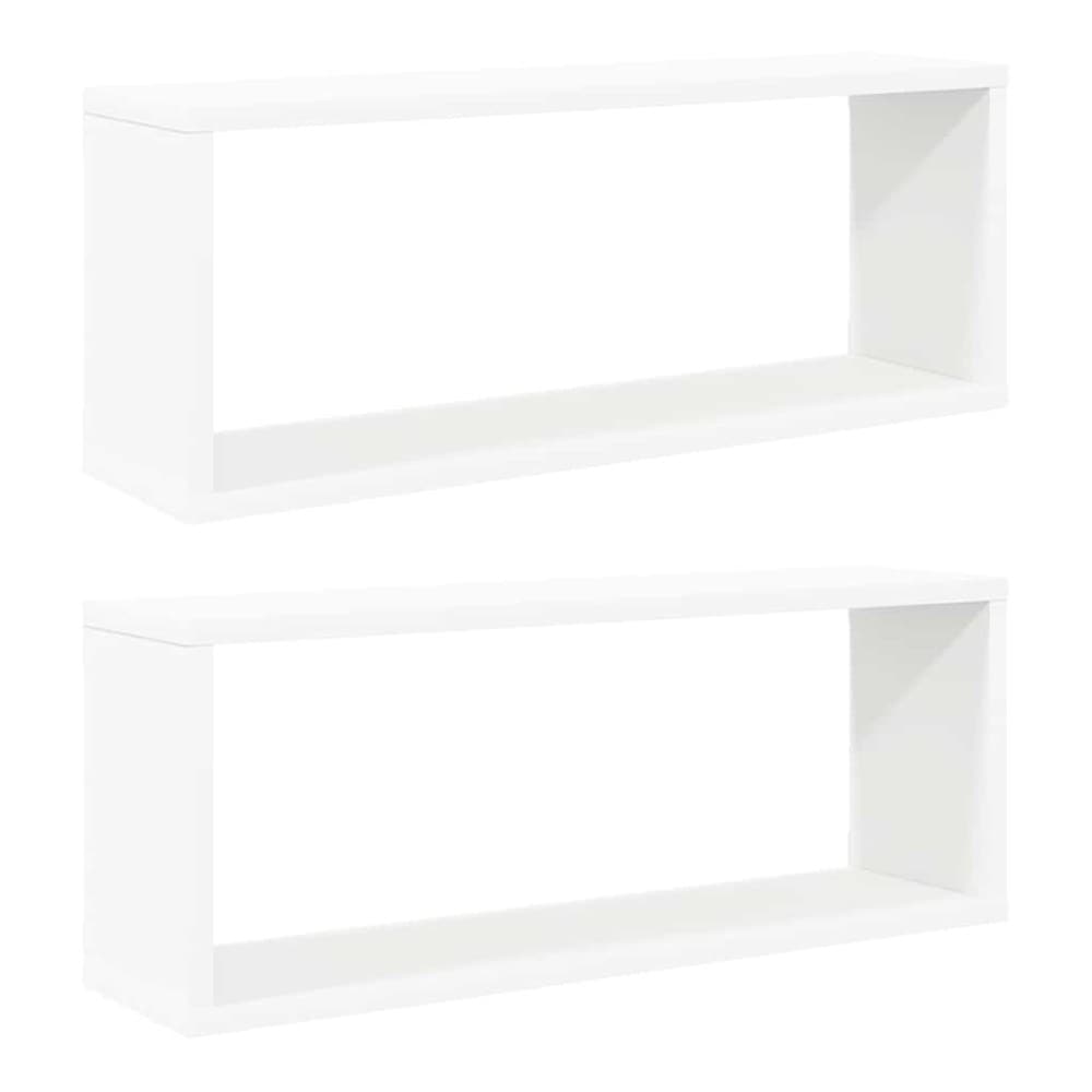 2 stk kubformede vegghyller 60×15×23 cm / vegghengte hyller med skjult montering – Hvit