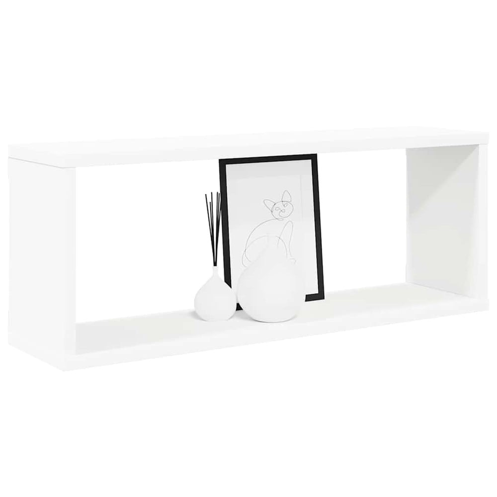 2 stk kubformede vegghyller 60×15×23 cm / vegghengte hyller med skjult montering – Hvit