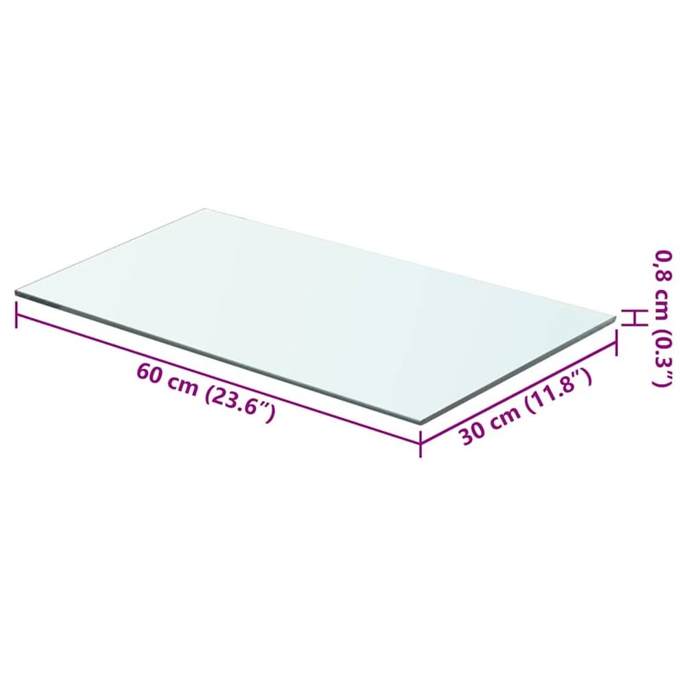 Glasshylle 60×30 cm / hylleplate i herdet glass / vegghylle – Gjennomsiktig