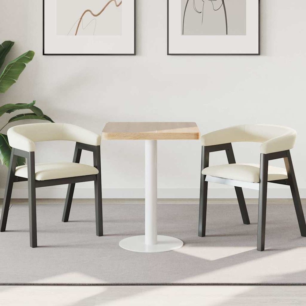 Bistrobord 60×60×75 cm / kafébord for 2 personer / spisebord med stålben – Natur/hvit