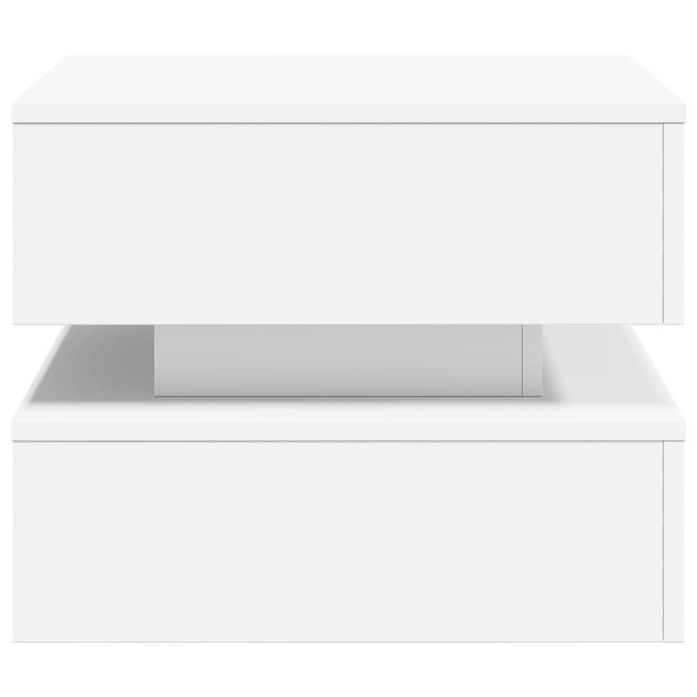 Salongbord 50×50×40 cm / stuebord med RGB-LED-belysning / sidebord – Hvit