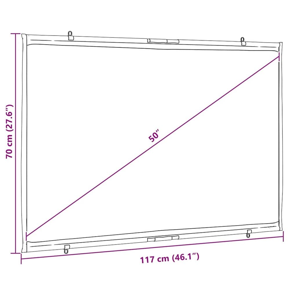 Projektorlerret 50 tommer / vegghengt projeksjonslerret 16:9 / portabelt kinolerret – Matt hvit