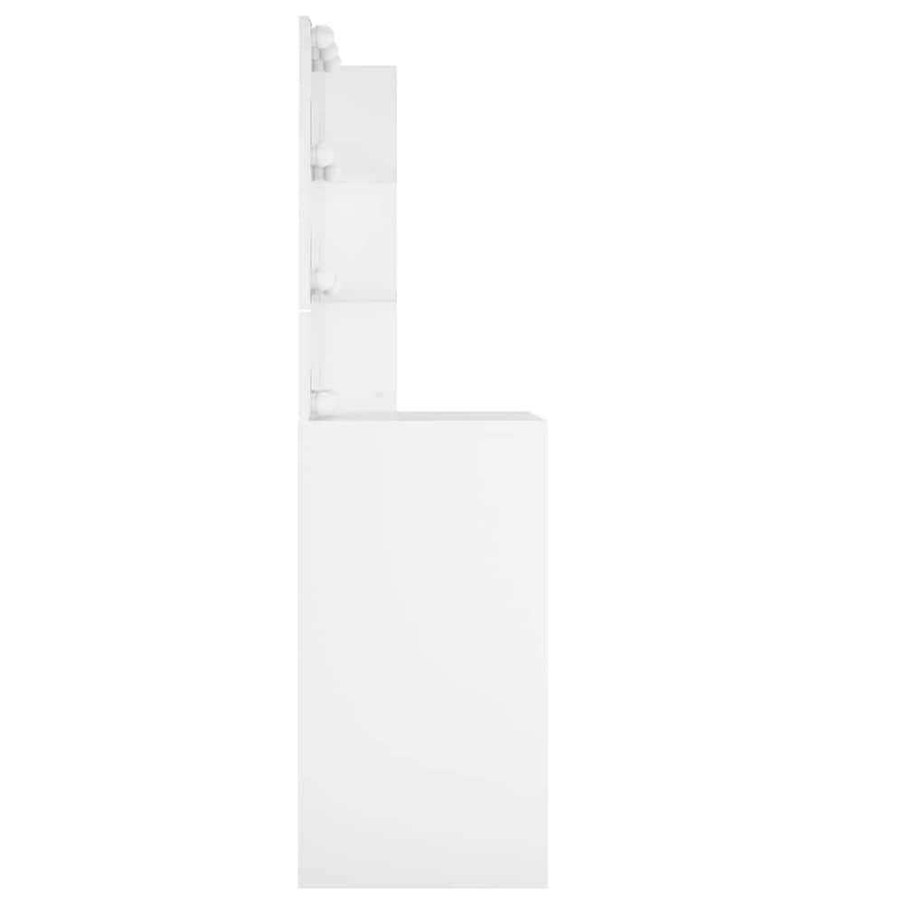 Sminkbord 60×40×140 cm / toalettbord med speil og LED-belysning – Hvit
