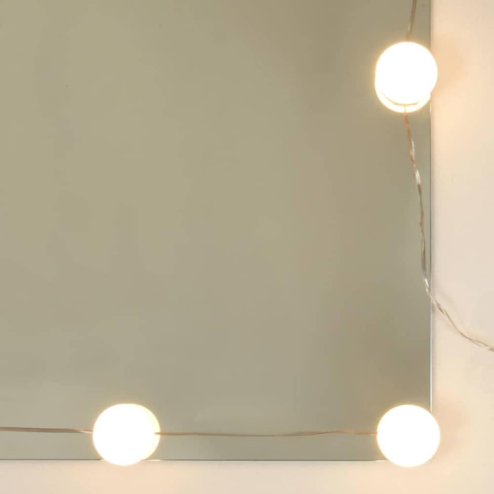 Sminkbord 60×40×140 cm / toalettbord med speil og LED-belysning – Hvit